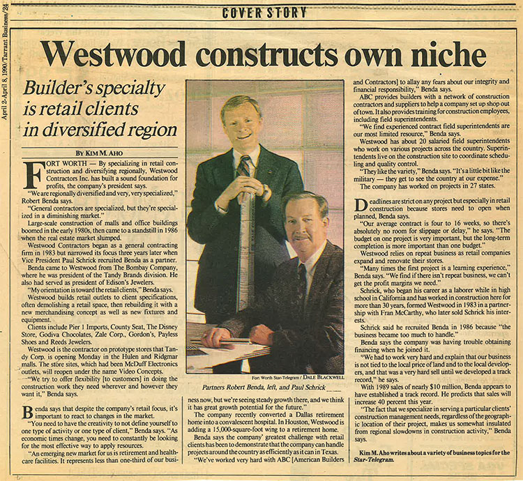 Article in Fort Worth Star-Telegram about Westwood in 1990.