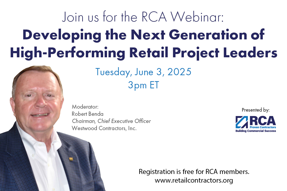 Bob Benda, CEO of Westwood Contractors, to moderate RCA Webinar June 3, 2025. 